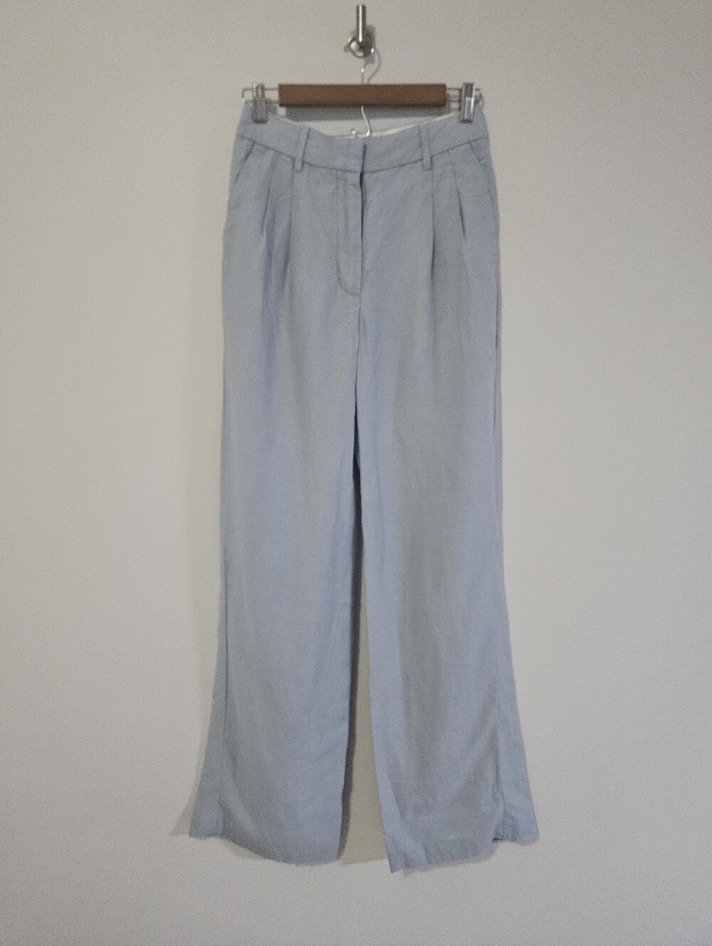 Aritzia The Effortless Pant Dew Blue Cruise Linen Size 4 High Waist Wide Leg